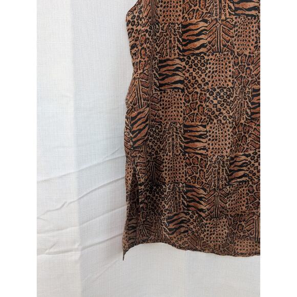 Stunt Womens Vintage Silk Animal Print Tank Top Sz M Leopard Cheetah 90s 80s - Picture 2 of 5